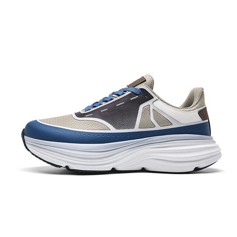 Color-blocked platform chunky sneakers for men, breathable, lightweight, non-slip casual running shoes.